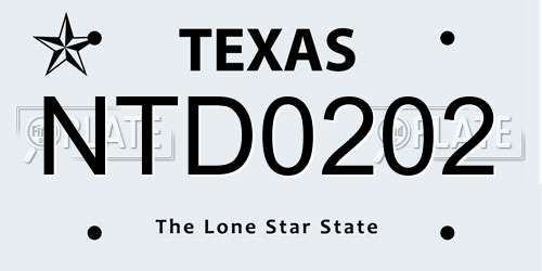 NTD0202 Texas License Plate