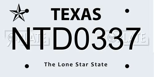 NTD0337 Texas License Plate