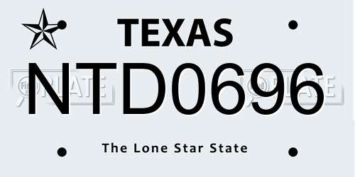 NTD0696 Texas License Plate