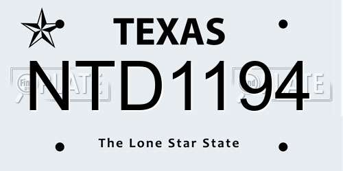 NTD1194 Texas License Plate