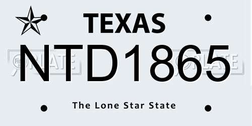 NTD1865 Texas License Plate
