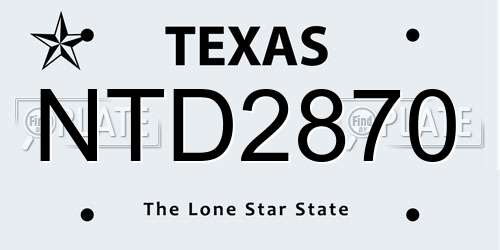 NTD2870 Texas License Plate