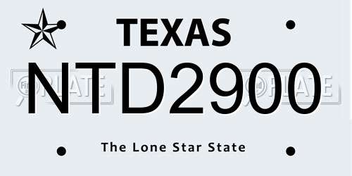 NTD2900 Texas License Plate