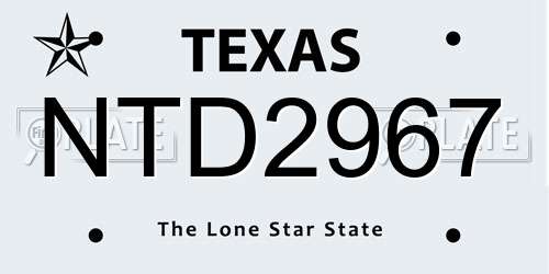 NTD2967 Texas License Plate