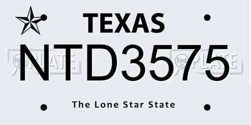 NTD3575 Texas License Plate
