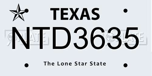 NTD3635 Texas License Plate
