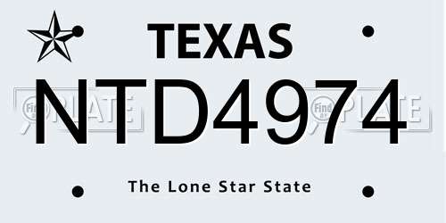 NTD4974 Texas License Plate