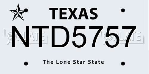 NTD5757 Texas License Plate