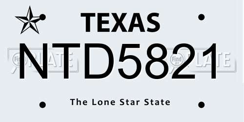NTD5821 Texas License Plate