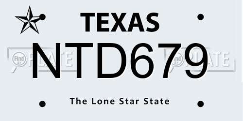 NTD679 Texas License Plate