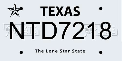 NTD7218 Texas License Plate
