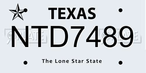 NTD7489 Texas License Plate
