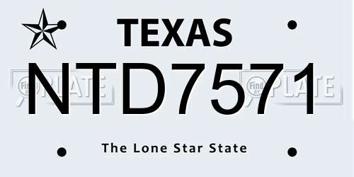 NTD7571 Texas License Plate