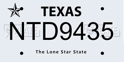 NTD9435 Texas License Plate