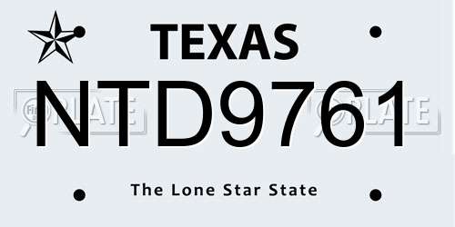 NTD9761 Texas License Plate
