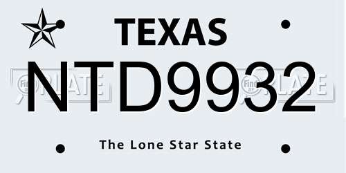 NTD9932 Texas License Plate