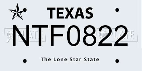 NTF0822 Texas License Plate