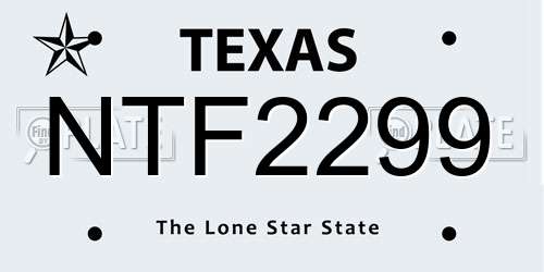 NTF2299 Texas License Plate