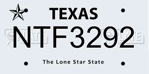 NTF3292 Texas License Plate