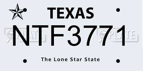 NTF3771 Texas License Plate