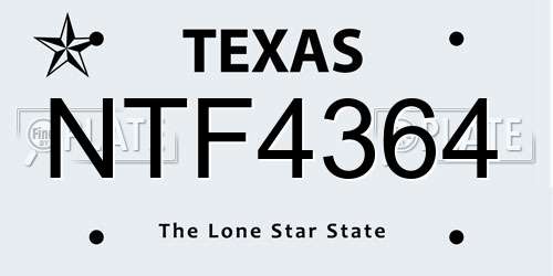 NTF4364 Texas License Plate