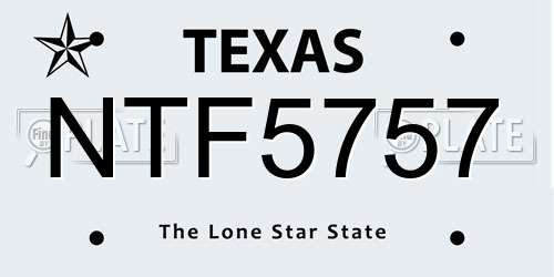 NTF5757 Texas License Plate