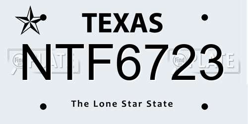 NTF6723 Texas License Plate
