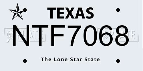 NTF7068 Texas License Plate