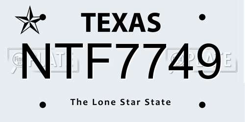 NTF7749 Texas License Plate