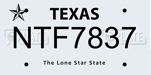 NTF7837 Texas License Plate
