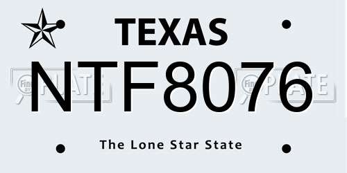 NTF8076 Texas License Plate