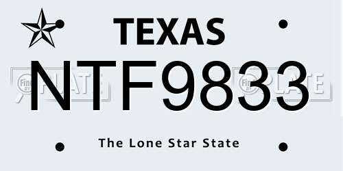 NTF9833 Texas License Plate