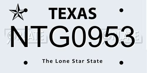 NTG0953 Texas License Plate