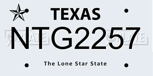 NTG2257 Texas License Plate