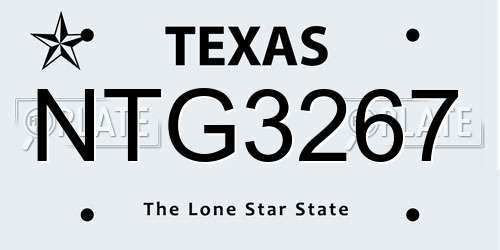 NTG3267 Texas License Plate