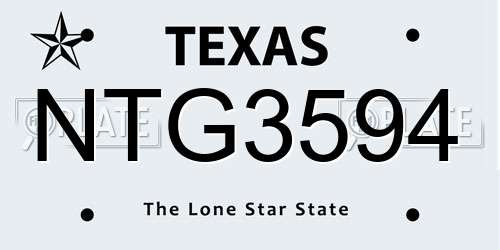 NTG3594 Texas License Plate