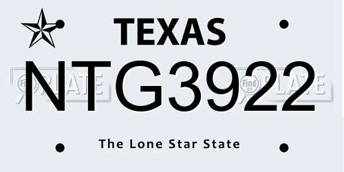 NTG3922 Texas License Plate