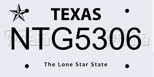 NTG5306 Texas License Plate