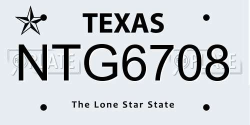 NTG6708 Texas License Plate