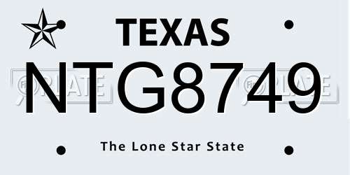 NTG8749 Texas License Plate