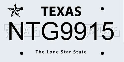 NTG9915 Texas License Plate