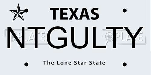 NTGULTY Texas License Plate