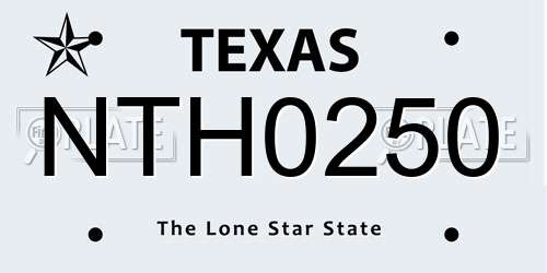 NTH0250 Texas License Plate