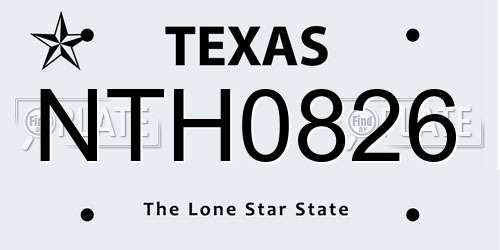 NTH0826 Texas License Plate