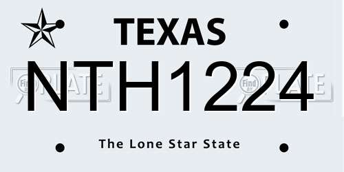 NTH1224 Texas License Plate