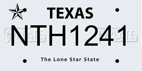 NTH1241 Texas License Plate
