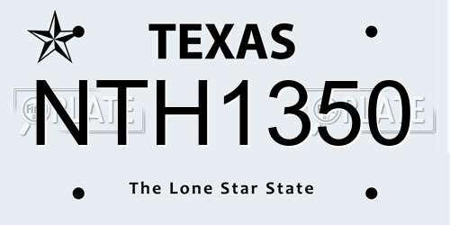 NTH1350 Texas License Plate