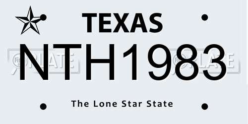 NTH1983 Texas License Plate