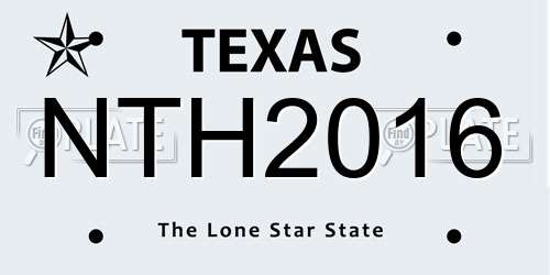NTH2016 Texas License Plate