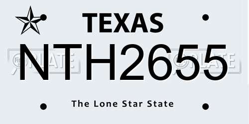 NTH2655 Texas License Plate